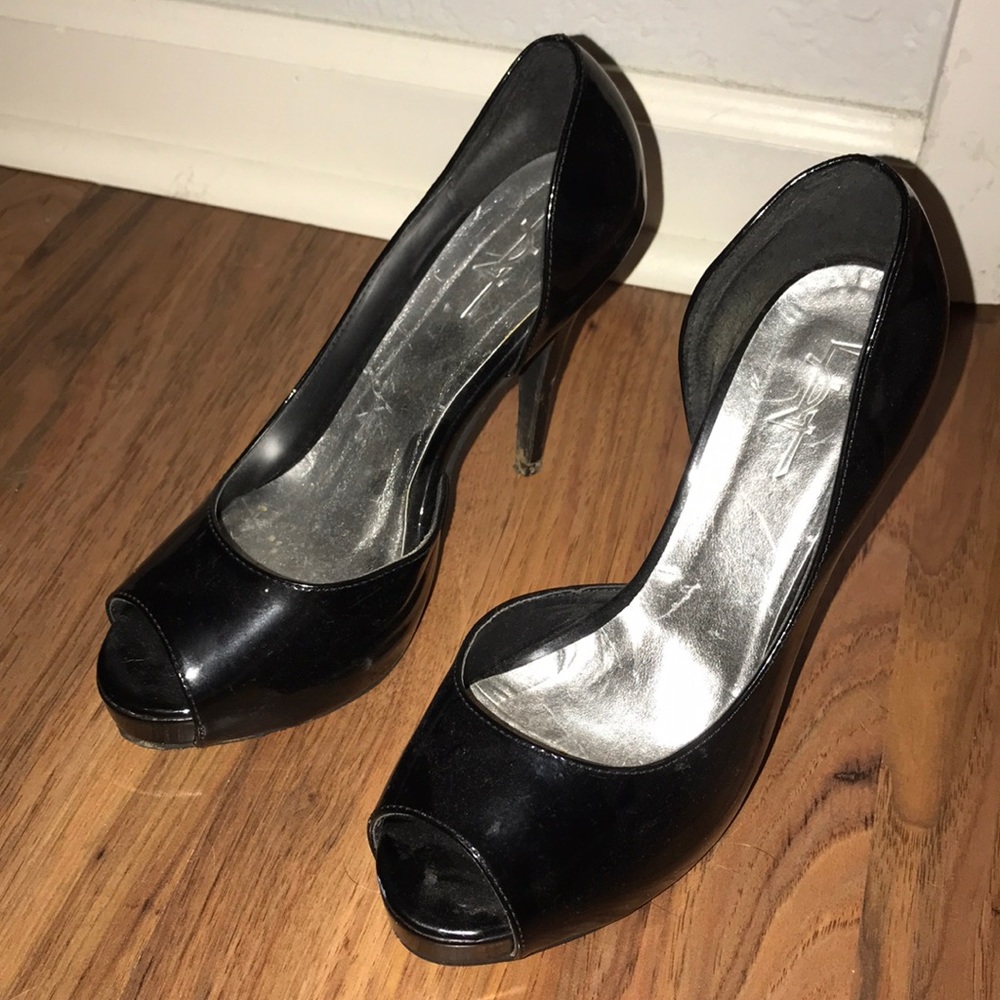 Black Peep-Toe Heels